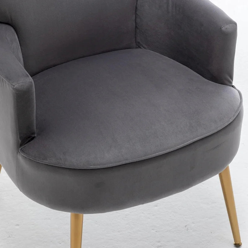 Fauteuil en velours élégant avec pieds en métal doré, Chaise d'appoint confortable