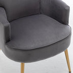 Fauteuil en velours élégant avec pieds en métal doré, Chaise d'appoint confortable