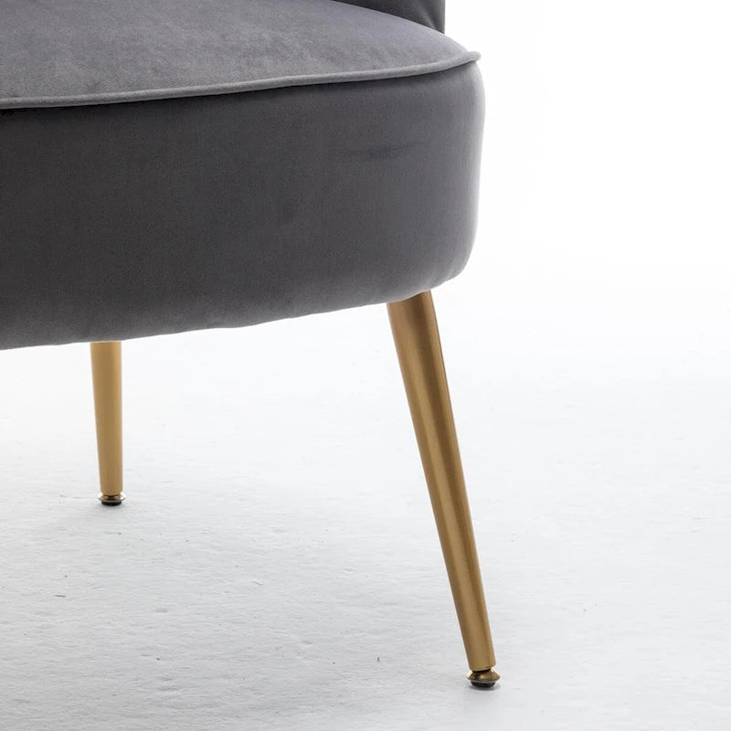 Fauteuil en velours élégant avec pieds en métal doré, Chaise d'appoint confortable