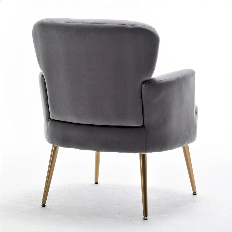 Fauteuil en velours élégant avec pieds en métal doré, Chaise d'appoint confortable