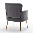 Fauteuil en velours élégant avec pieds en métal doré, Chaise d'appoint confortable