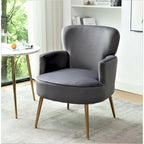 Fauteuil en velours élégant avec pieds en métal doré, Chaise d'appoint confortable