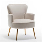 Fauteuil en velours élégant avec pieds en métal doré, Chaise d'appoint confortable