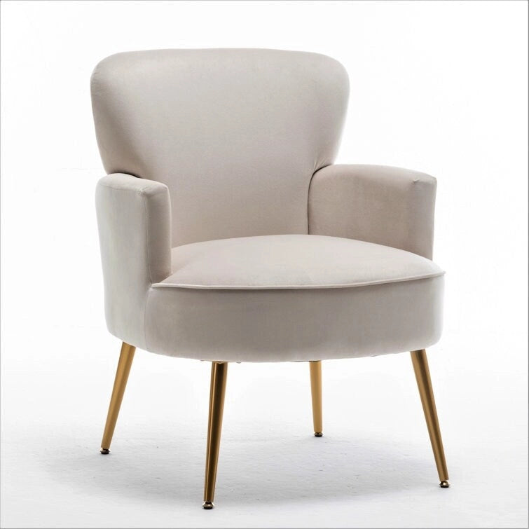 Fauteuil en velours élégant avec pieds en métal doré, Chaise d'appoint confortable