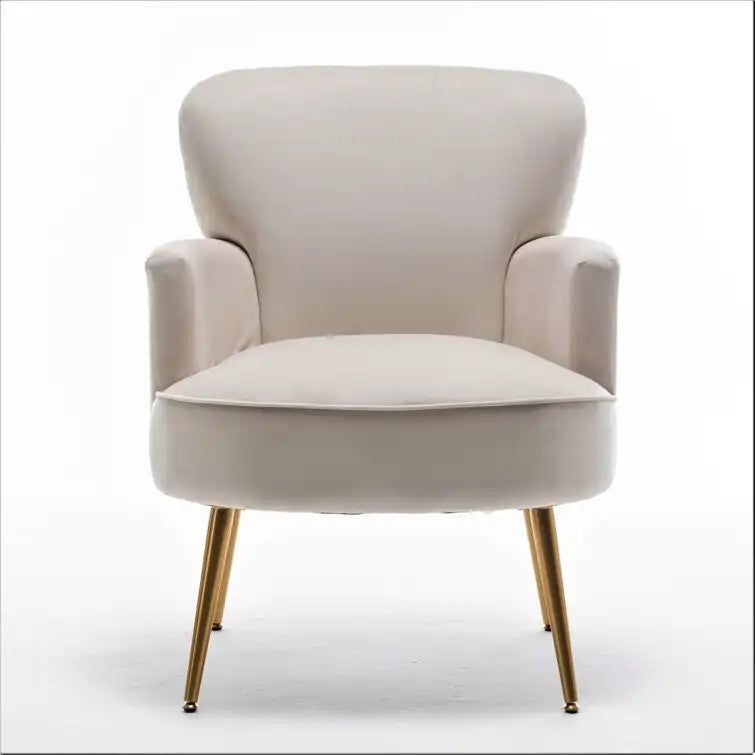 Fauteuil en velours élégant avec pieds en métal doré, Chaise d'appoint confortable