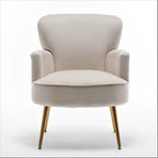 Fauteuil en velours élégant avec pieds en métal doré, Chaise d'appoint confortable