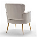 Fauteuil en velours élégant avec pieds en métal doré, Chaise d'appoint confortable