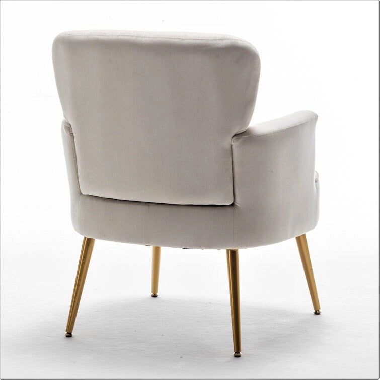 Fauteuil en velours élégant avec pieds en métal doré, Chaise d'appoint confortable