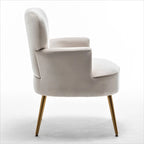 Fauteuil en velours élégant avec pieds en métal doré, Chaise d'appoint confortable