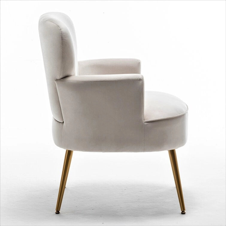 Fauteuil en velours élégant avec pieds en métal doré, Chaise d'appoint confortable
