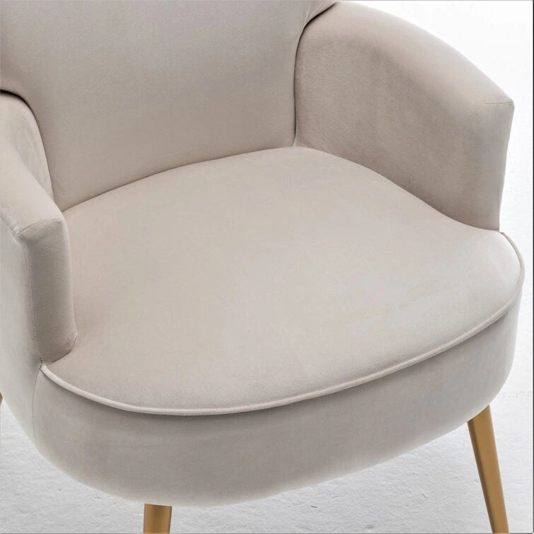 Fauteuil en velours élégant avec pieds en métal doré, Chaise d'appoint confortable