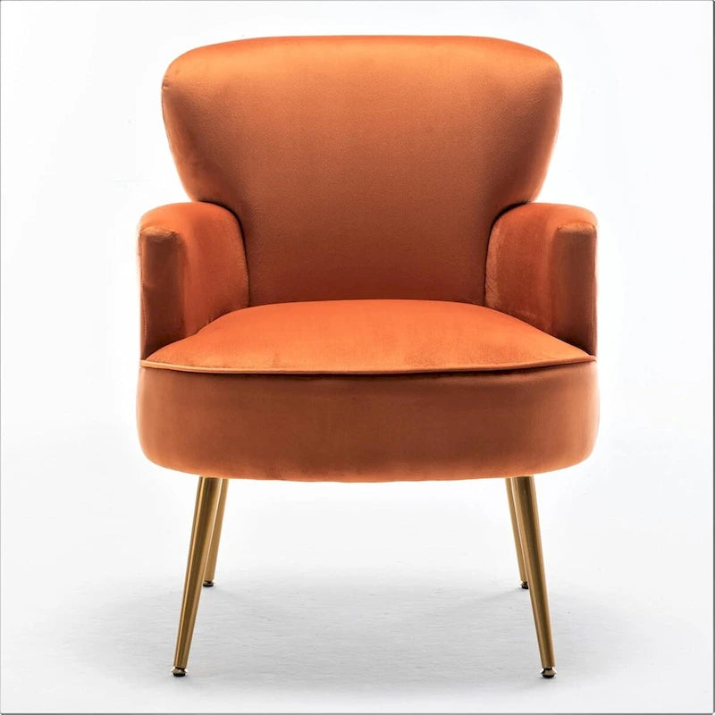 Fauteuil en velours élégant avec pieds en métal doré, Chaise d'appoint confortable
