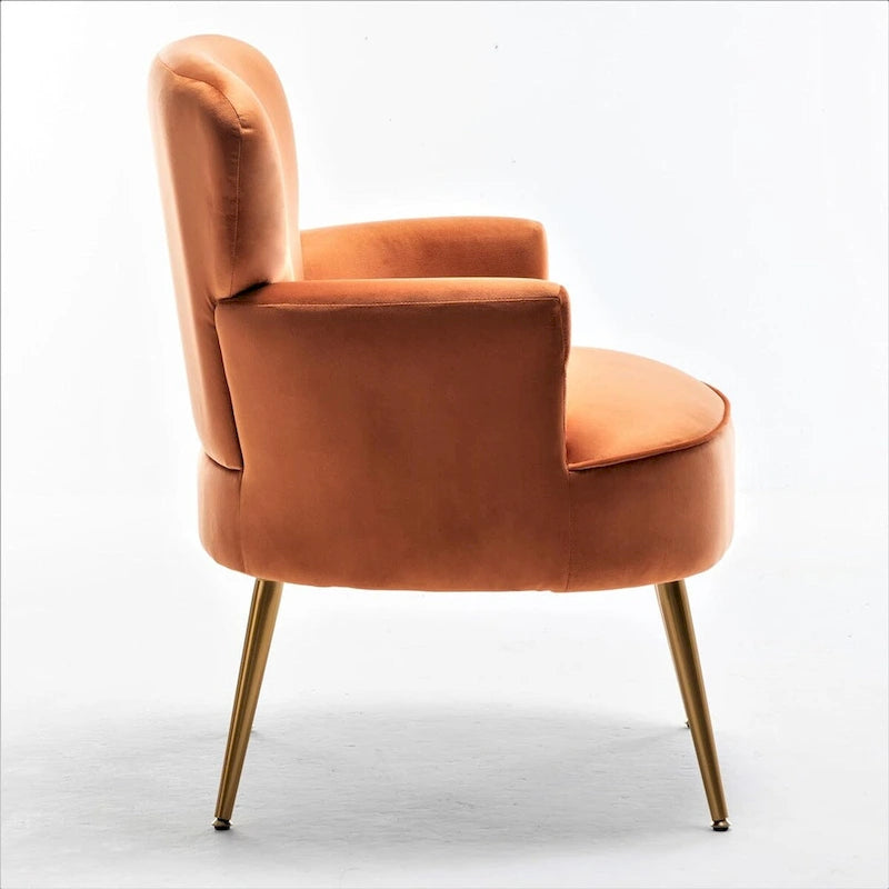 Fauteuil en velours élégant avec pieds en métal doré, Chaise d'appoint confortable