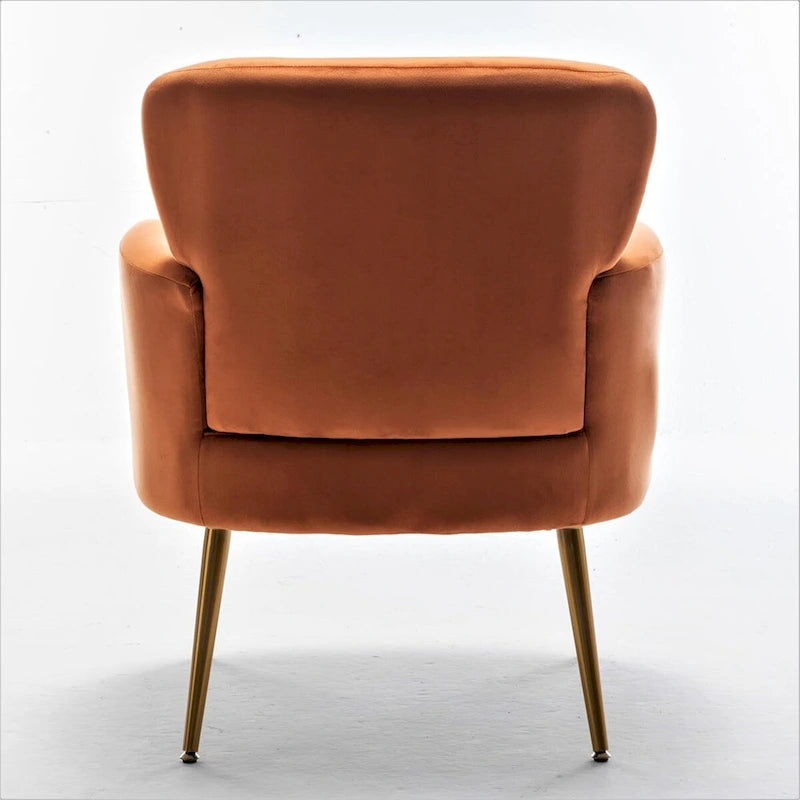 Fauteuil en velours élégant avec pieds en métal doré, Chaise d'appoint confortable