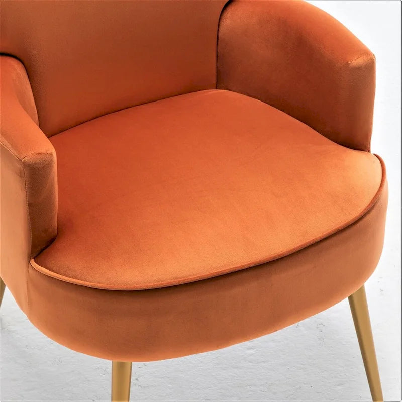 Fauteuil en velours élégant avec pieds en métal doré, Chaise d'appoint confortable