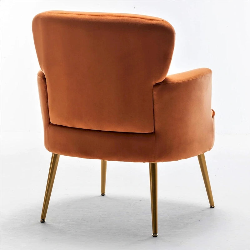 Fauteuil en velours élégant avec pieds en métal doré, Chaise d'appoint confortable