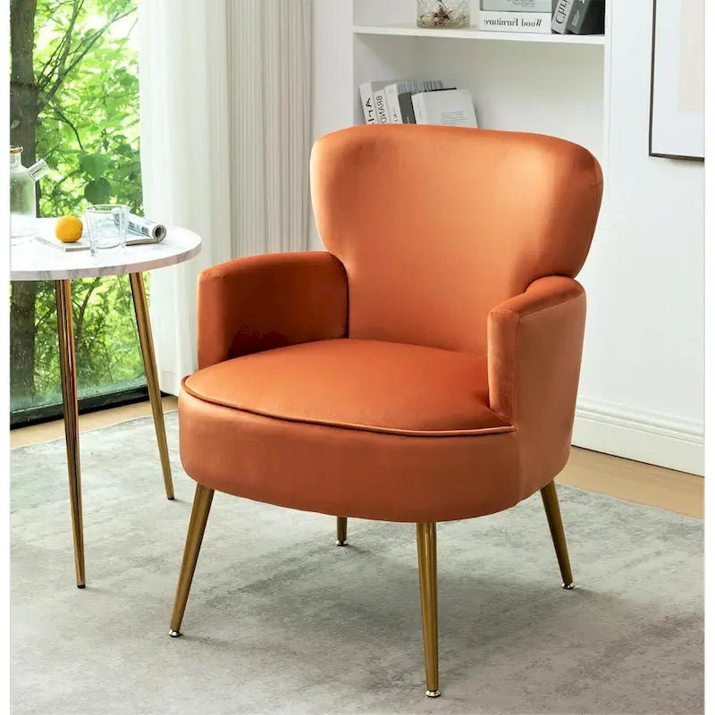 Fauteuil en velours élégant avec pieds en métal doré, Chaise d'appoint confortable