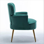 Fauteuil en velours élégant avec pieds en métal doré, Chaise d'appoint confortable