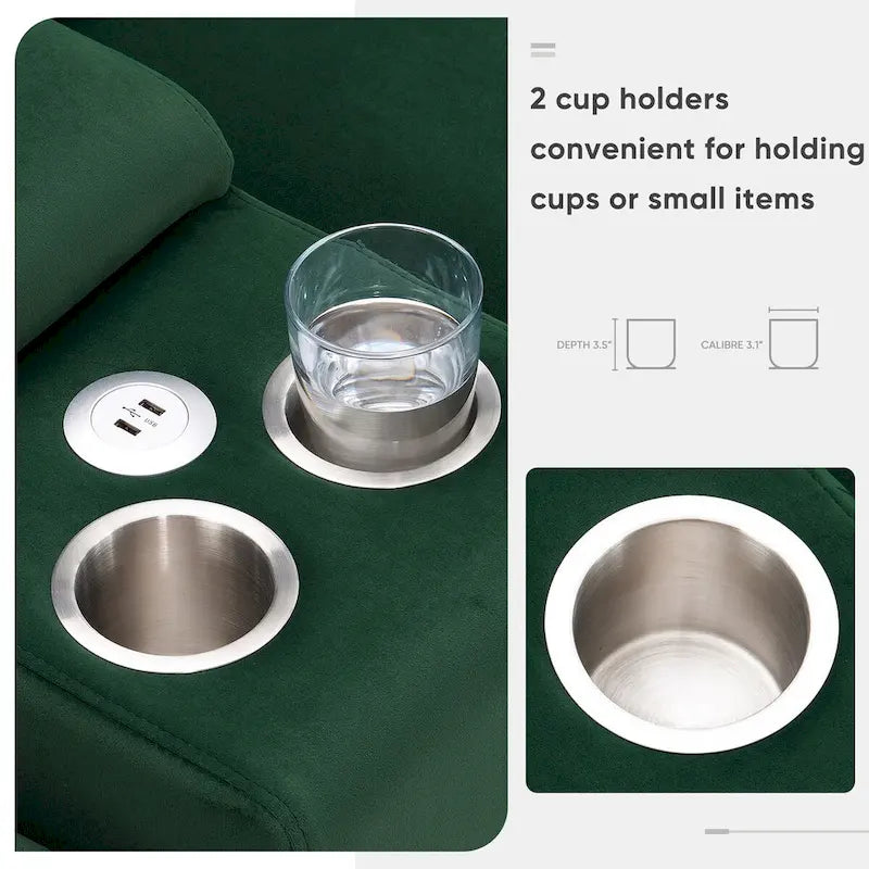 Canapé d'angle en U avec console, porte-gobelets et ports USB, canapé-lit symétrique rembourré 6 places avec méridienne