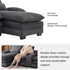 Canapé d'angle en U avec console, porte-gobelets et ports USB, canapé-lit symétrique rembourré 6 places avec méridienne