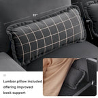 Canapé d'angle en U avec console, porte-gobelets et ports USB, canapé-lit symétrique rembourré 6 places avec méridienne