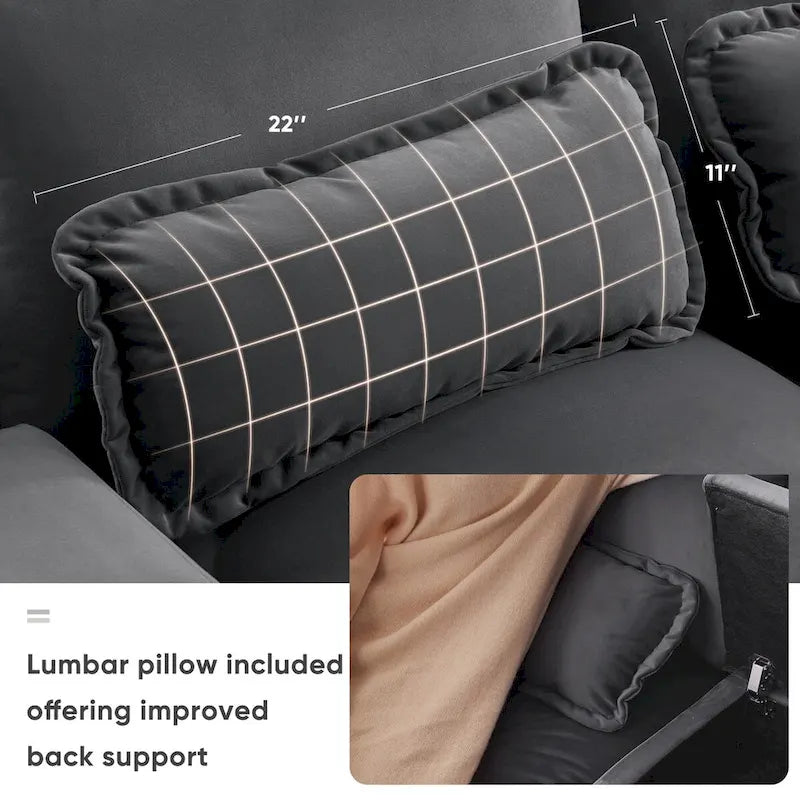 Canapé d'angle en U avec console, porte-gobelets et ports USB, canapé-lit symétrique rembourré 6 places avec méridienne