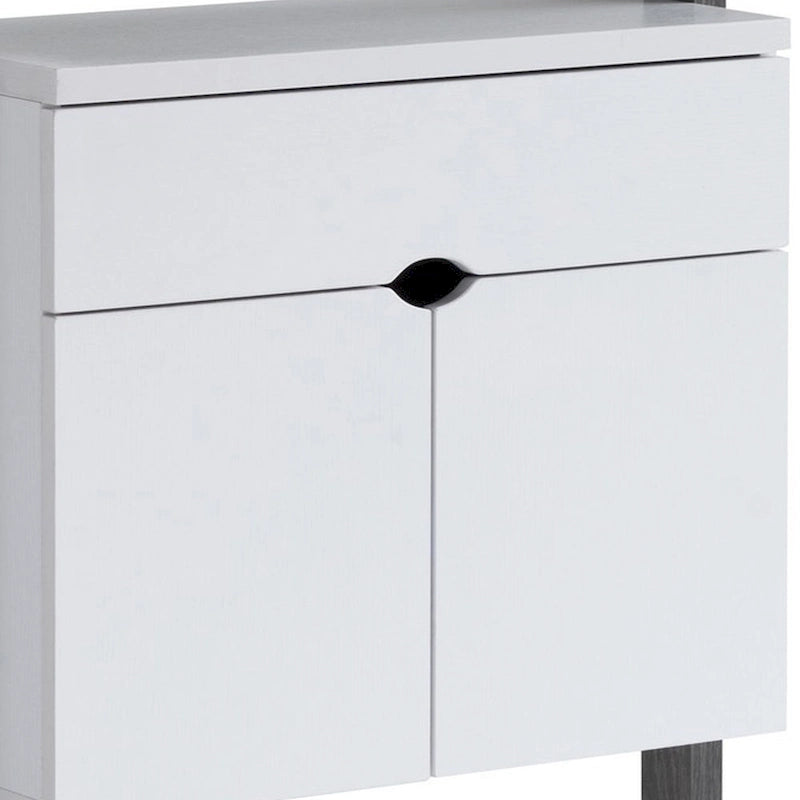 Vitrine moderne de 165 cm, 4 étagères, tiroir, gris vieilli, blanc