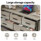 Commode en bois à 7 tiroirs, Armoire de rangement en bois pour chambre à coucher, Meuble à vêtements solide avec cadre en acier robuste