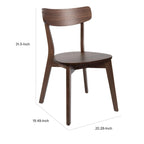 Chaise de salle à manger Aby, assise ronde en bois, dossier à lattes ouvertes, noyer brun