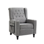 Fauteuil inclinable en tissu à dossier haut et boutons touffetés de style contemporain