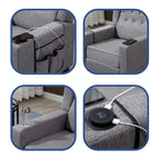 Fauteuil inclinable en tissu à dossier haut et boutons touffetés de style contemporain