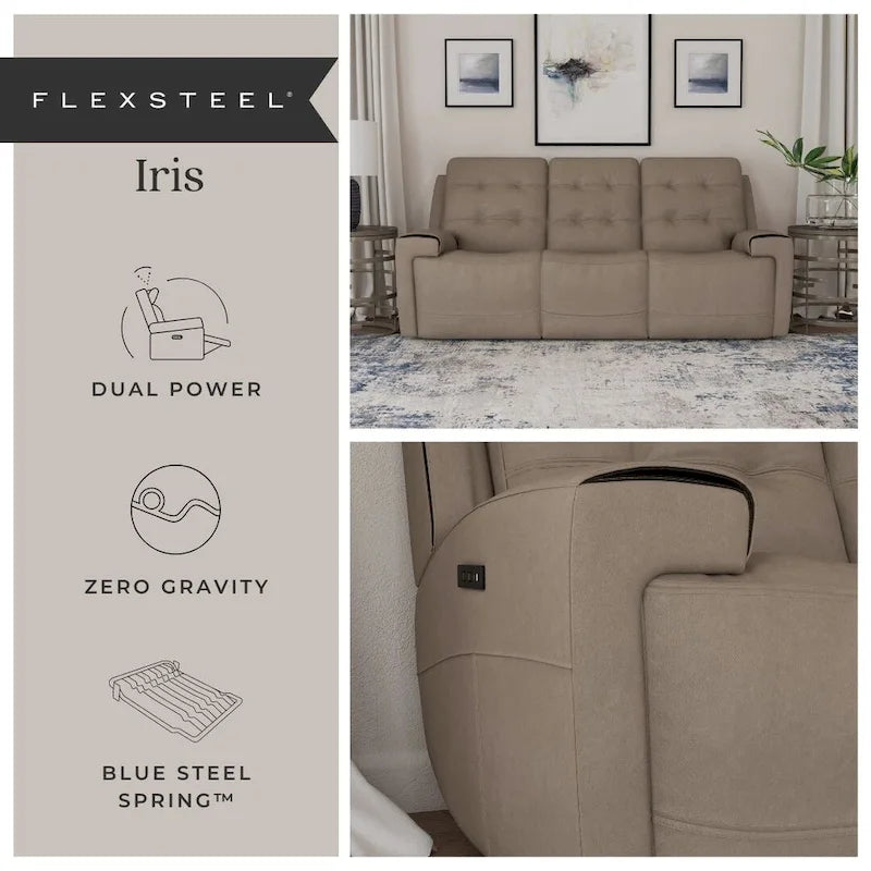 Canapé inclinable électrique en cuir pleine fleur Iris avec appuie-têtes électriques