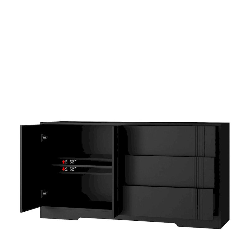 Buffet de rangement avec tiroirs et portes, grand buffet de café avec étagères réglables