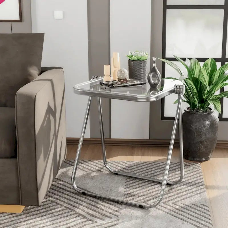 Table d'appoint pliante en plastique Lawrence Square avec cadre en fer