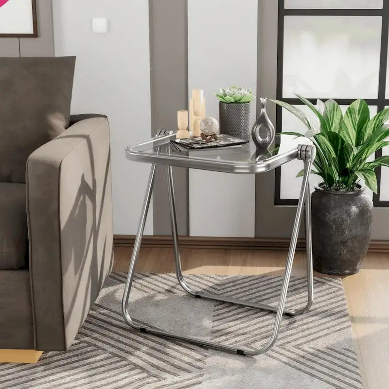 Table d'appoint pliante en plastique Lawrence Square avec cadre en fer