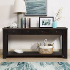 Console en bois de pin avec 4 tiroirs et étagère inférieure pour entrée ou couloir