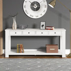 Console en bois de pin avec 4 tiroirs et étagère inférieure pour entrée ou couloir