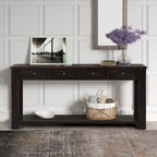 Console en bois de pin avec 4 tiroirs et étagère inférieure pour entrée ou couloir