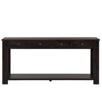 Console en bois de pin avec 4 tiroirs et étagère inférieure pour entrée ou couloir