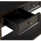 Console en bois de pin avec 4 tiroirs et étagère inférieure pour entrée ou couloir
