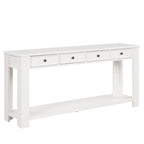 Console en bois de pin avec 4 tiroirs et étagère inférieure pour entrée ou couloir