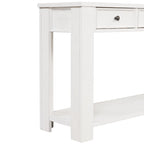 Console en bois de pin avec 4 tiroirs et étagère inférieure pour entrée ou couloir