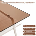Table basse rectangulaire, plateau en verre trempé avec pieds en métal noir, table moderne pour salon