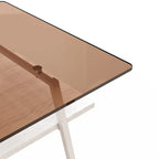 Table basse rectangulaire, plateau en verre trempé avec pieds en métal noir, table moderne pour salon