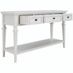 Console en bois de 50 po de style rétro classique avec trois tiroirs supérieurs et une étagère inférieure ouverte (fini gris délavé)