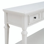 Console en bois de 50 po de style rétro classique avec trois tiroirs supérieurs et une étagère inférieure ouverte (fini gris délavé)