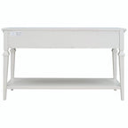 Console en bois de 50 po de style rétro classique avec trois tiroirs supérieurs et une étagère inférieure ouverte (fini gris délavé)
