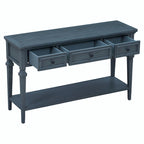 Console en bois de 50 po de style rétro classique avec trois tiroirs supérieurs et une étagère inférieure ouverte (fini gris délavé)