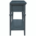 Console en bois de 50 po de style rétro classique avec trois tiroirs supérieurs et une étagère inférieure ouverte (fini gris délavé)