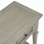 Console en bois de 50 po de style rétro classique avec trois tiroirs supérieurs et une étagère inférieure ouverte (fini gris délavé)